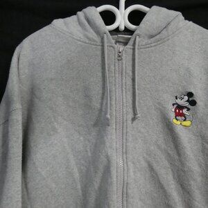 DISNEY STORE | XXL | Grey Zip-Up Hoodie | Embroidered Mickey Mouse Motif